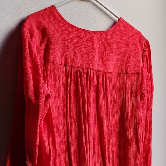 Free People Bright Red/Orange V-Neck Crossover Blouse Size Medium - Picture 13 of 16